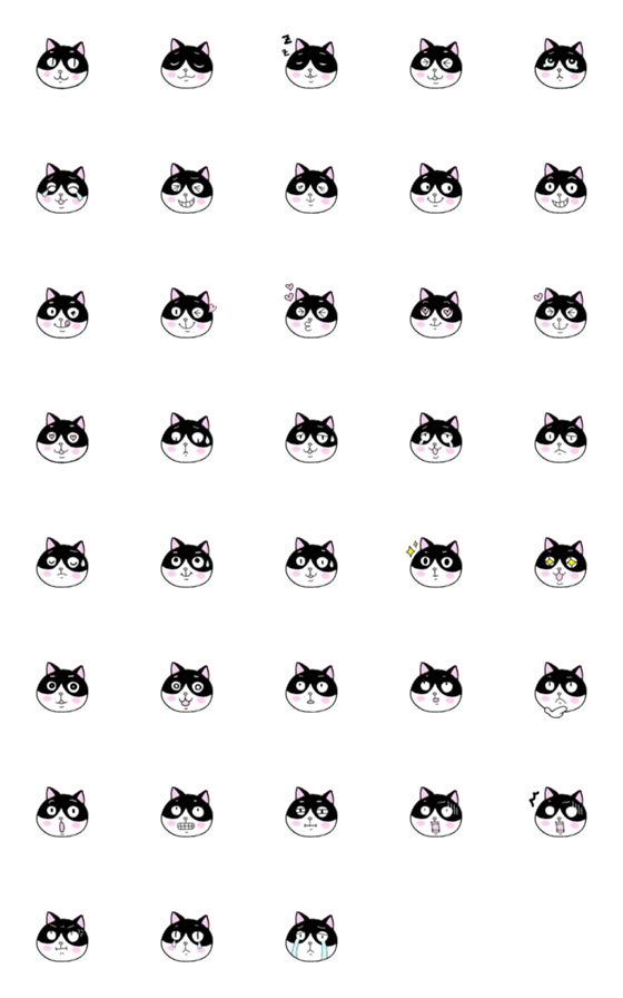 [LINE絵文字]ハチワレ猫の表情絵文字の画像一覧