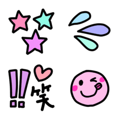 [LINE絵文字] よく使う絵文字☆ネオンカラー☆の画像