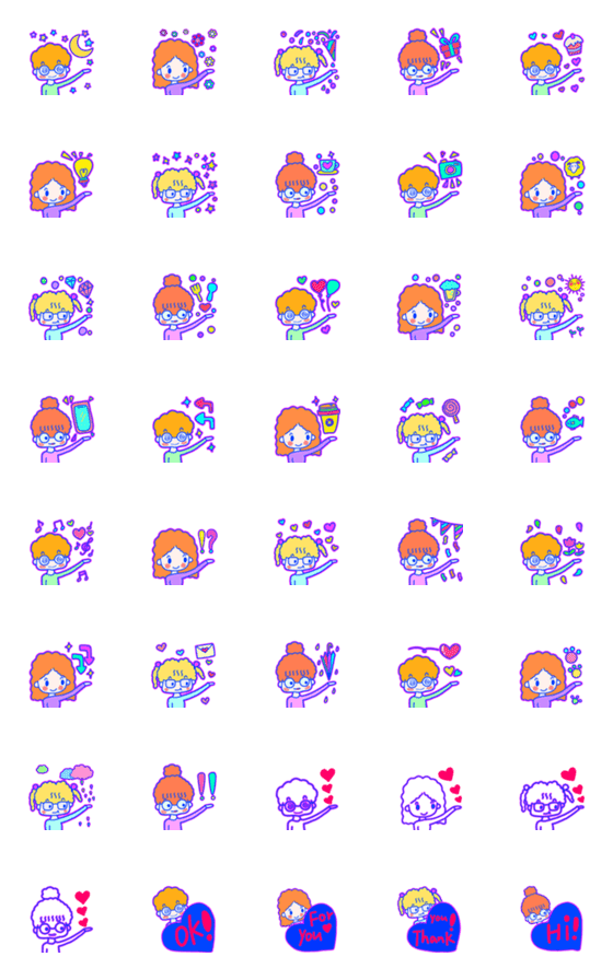 [LINE絵文字]Curly Hair Clubの画像一覧