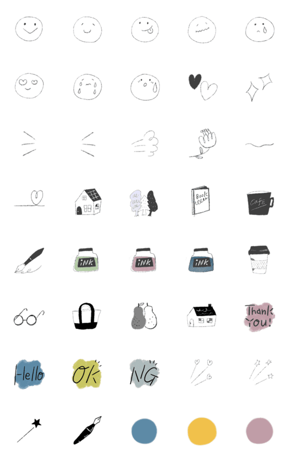 [LINE絵文字]simple emoji light colorの画像一覧