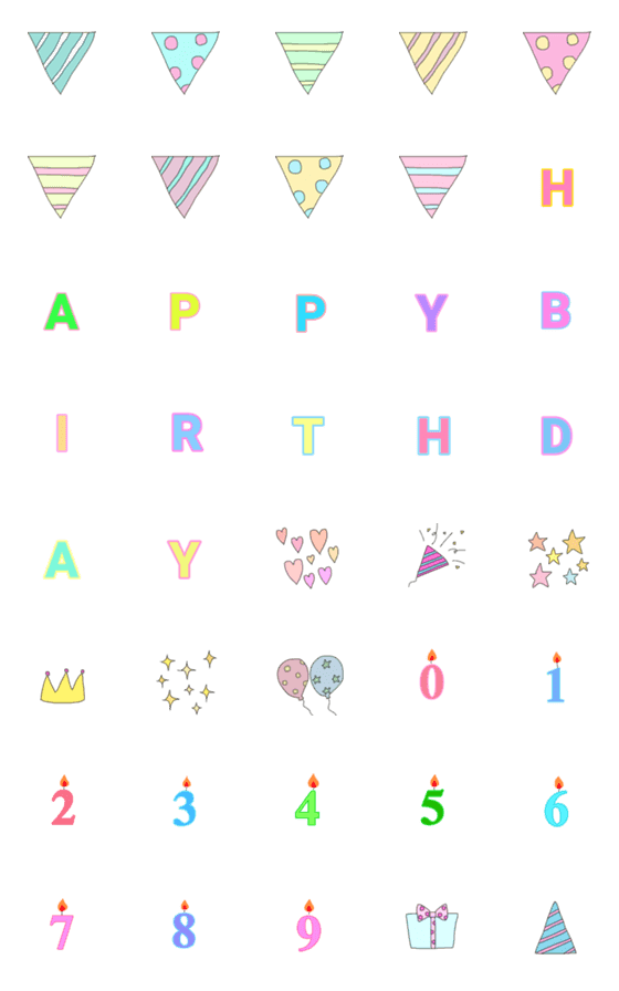 [LINE絵文字]誕生日で使える絵文字の画像一覧