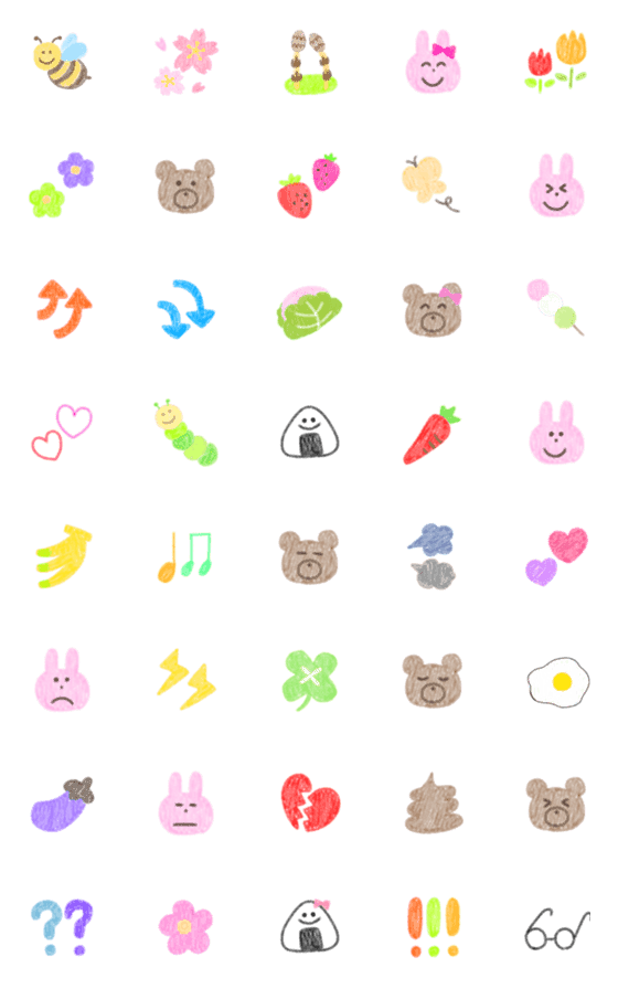 [LINE絵文字]◎春・おとなかわいいクレヨンの絵文字◎の画像一覧