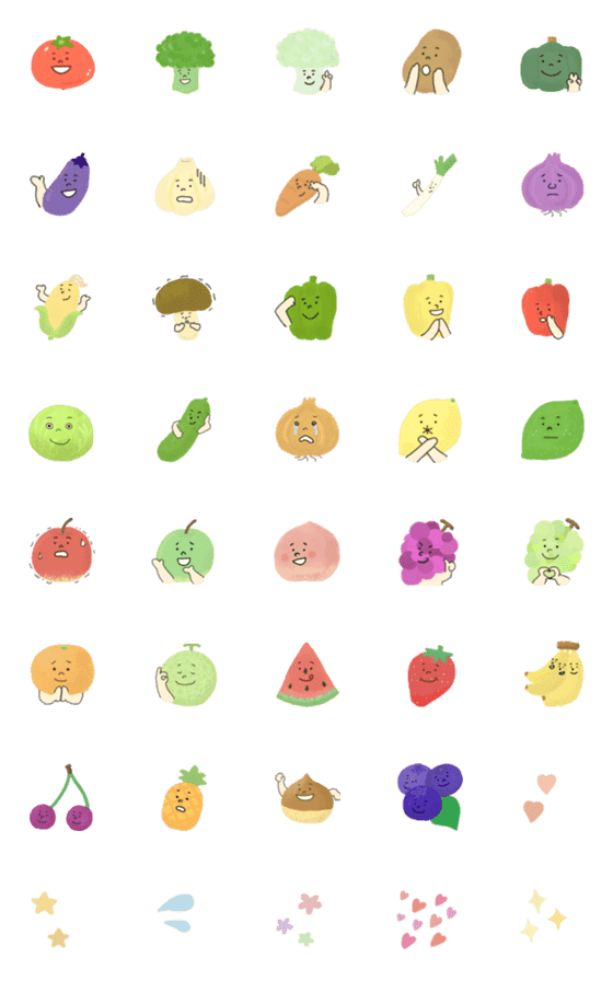 [LINE絵文字]fruits and vegetables！の画像一覧