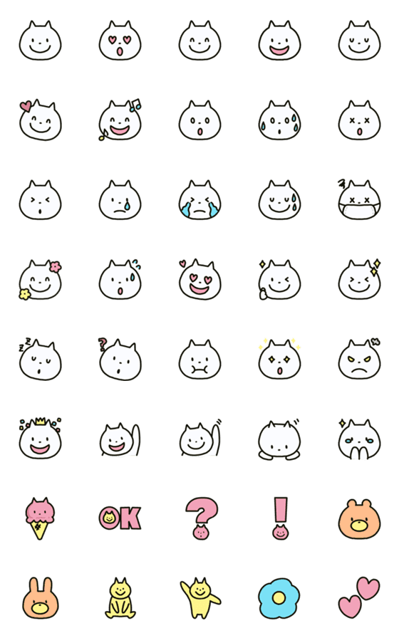 [LINE絵文字]しろねこしろの 絵文字の画像一覧