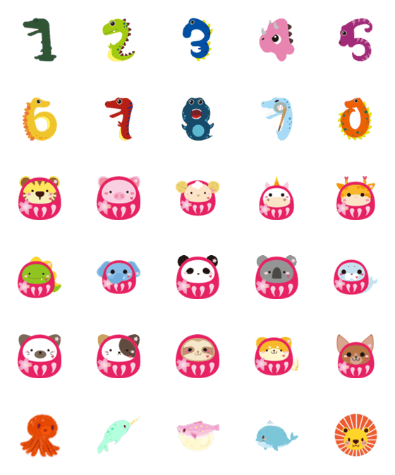 [LINE絵文字]Dinosaur Numberの画像一覧