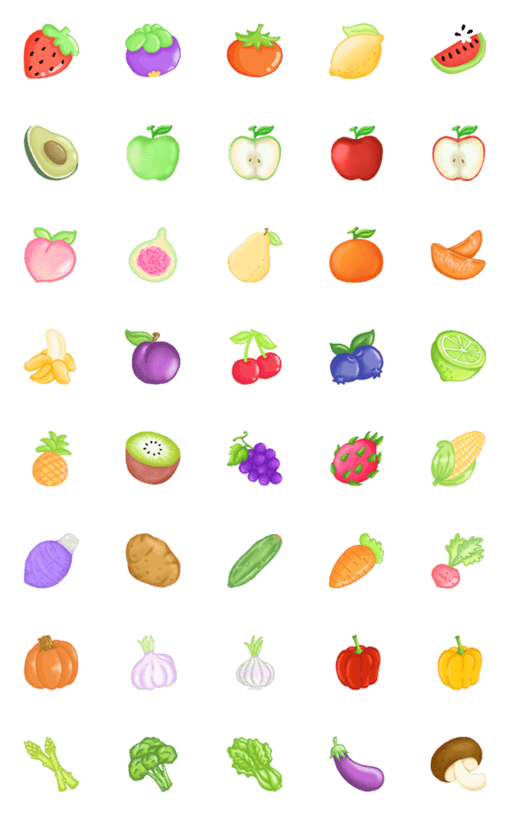 [LINE絵文字]Colorful fruities cute emojiの画像一覧