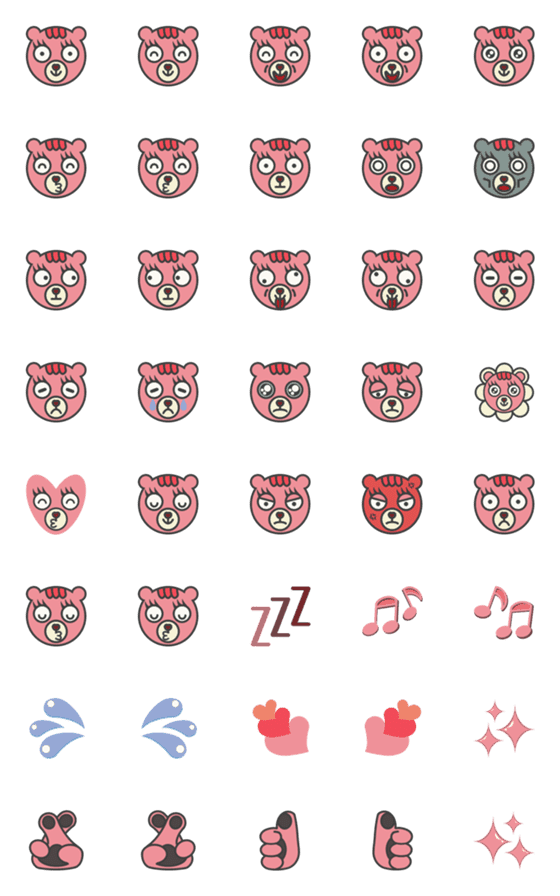 [LINE絵文字]ピン クマ エモジの画像一覧