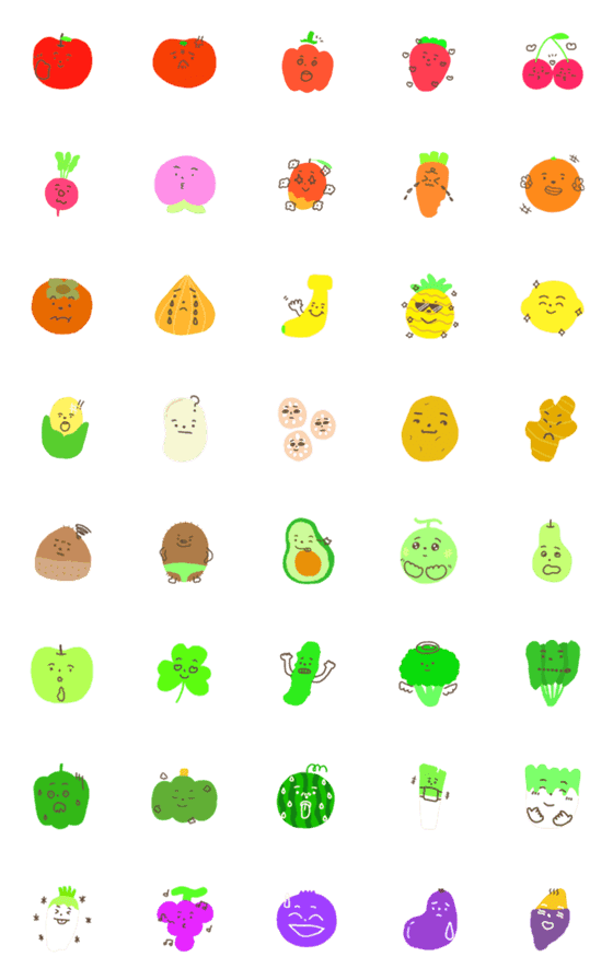 [LINE絵文字]かわいい野菜と果物たちの画像一覧