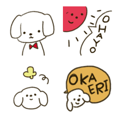 [LINE絵文字] シンプルかわいい白わんこの画像