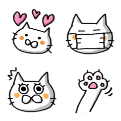 [LINE絵文字] エモねこ-白-絵文字の画像