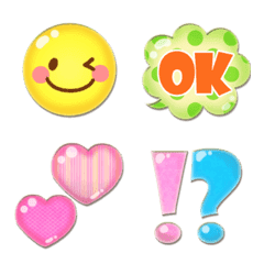 [LINE絵文字] ぷっくりカラフル♥かわいい絵文字たちの画像