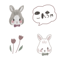 [LINE絵文字] うさぎ♡白黒の画像