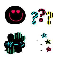 [LINE絵文字] 黒とネオンカラーの絵文字の画像