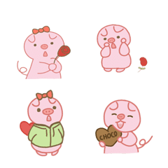 [LINE絵文字] 恋にピンクのブタの画像