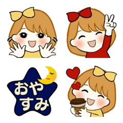 [LINE絵文字] 毎日使えるリボンちゃんの絵文字の画像