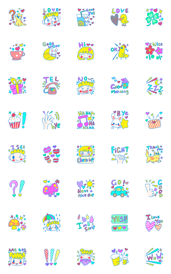 [LINE絵文字]Colorful Mood 05の画像一覧
