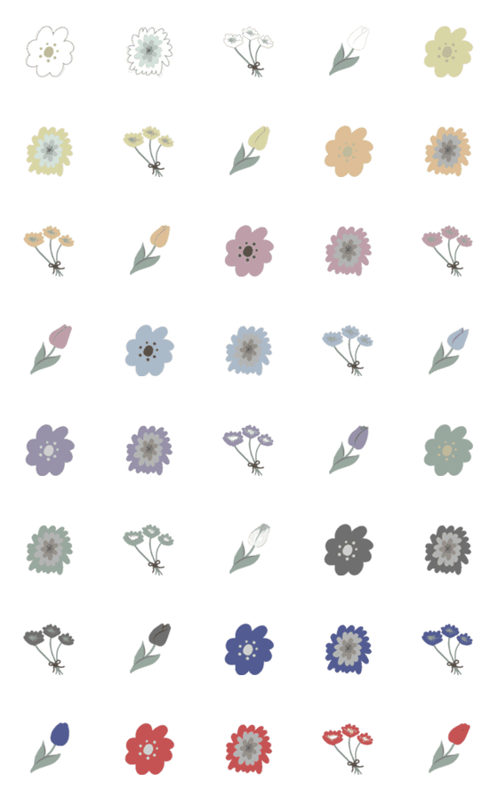 [LINE絵文字]10色の花の画像一覧