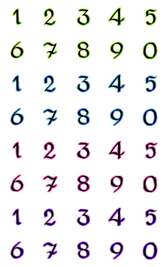 [LINE絵文字]Number classic neon light emojiの画像一覧