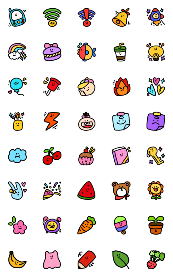 [LINE絵文字]Cuteness overload colorful emojiの画像一覧