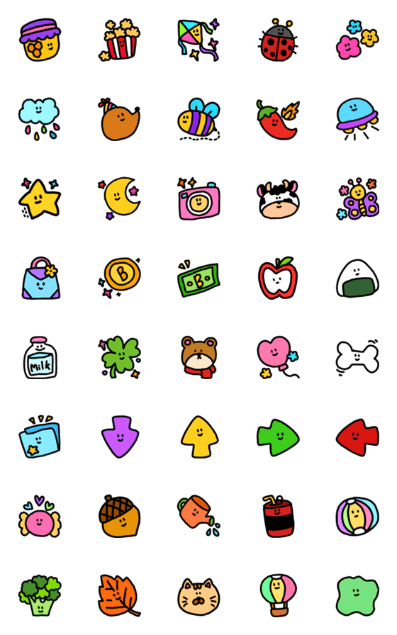 [LINE絵文字]Cuteness overload colorful funny emojiの画像一覧