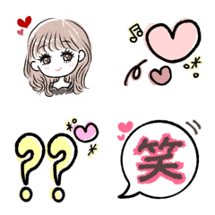 [LINE絵文字] くすみカラーの大人女子と絵文字の画像