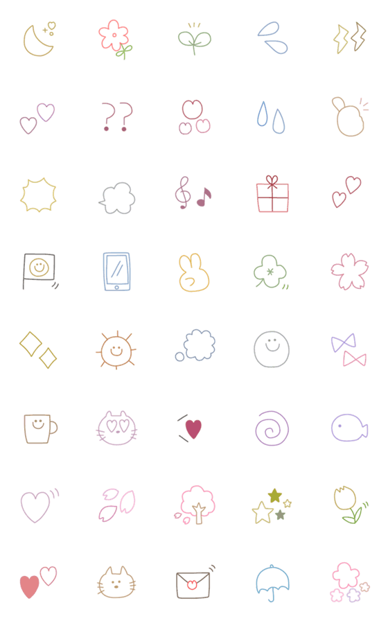 [LINE絵文字]くすみ線画絵文字の画像一覧