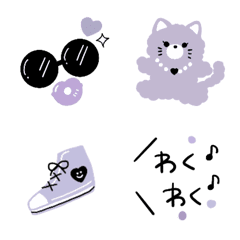 [LINE絵文字] KUSUMI +パープル×ブラック•* ＊の画像