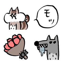 [LINE絵文字] シュールな動物たち⑩あいさつ + ふきだしの画像