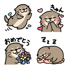 [LINE絵文字] 使いやすいカワウソさん あいさつ絵文字の画像