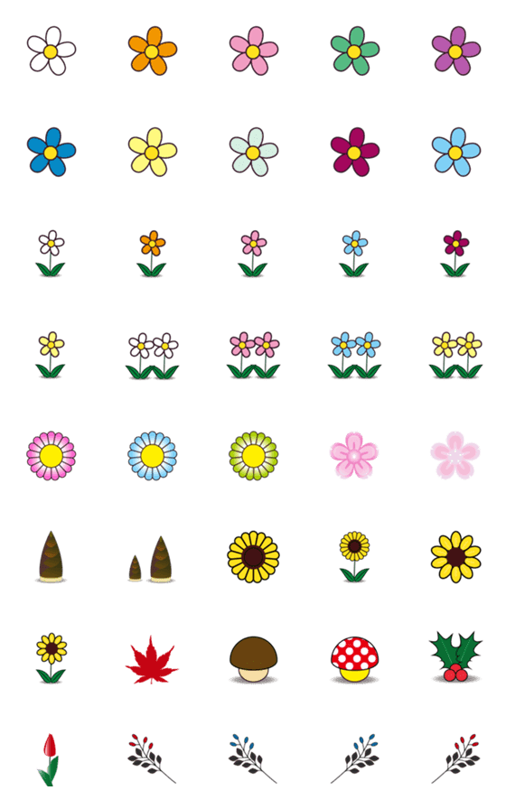 [LINE絵文字]文末飾り用の季節のお花 40個（多色）の画像一覧