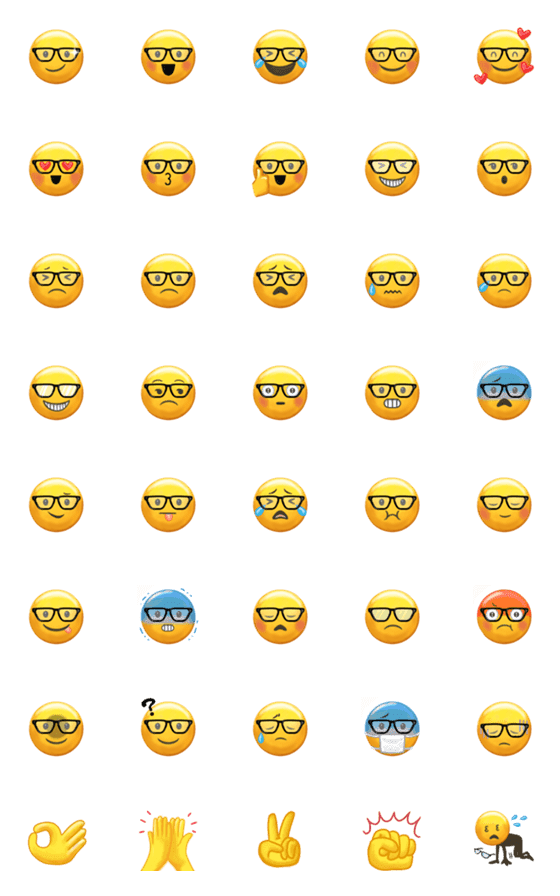 [LINE絵文字]使える顔文字❤️メガネをかけた人の画像一覧