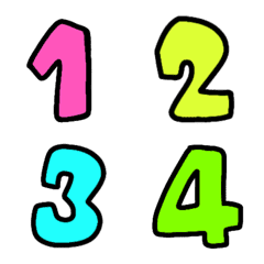 [LINE絵文字] Number black colorful neon emoji 3の画像