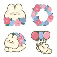 [LINE絵文字] 青とピンクとうさぎ【絵文字】の画像