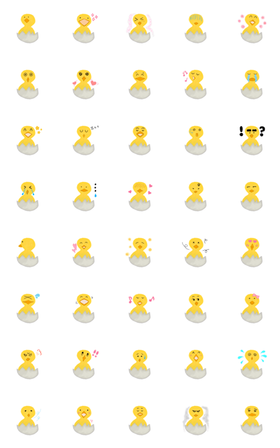 Line絵文字 表情豊かなひよこ顔文字 絵文字 40種類 1円