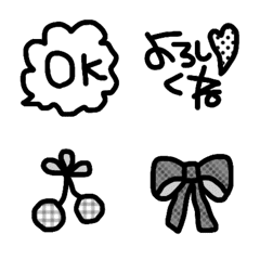 使えるモノトーン♡の絵文字メイン画像