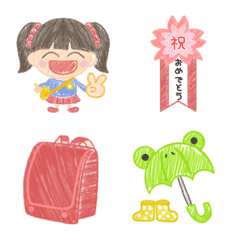 [LINE絵文字] 入園☆入学 クレヨン子供のお絵かき風の画像