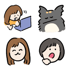 [LINE絵文字] 女の子＆チワワのゆるスタンプの画像