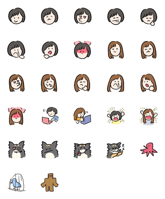 [LINE絵文字]女の子＆チワワのゆるスタンプの画像一覧