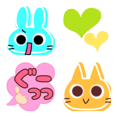 [LINE絵文字] ビックリ顔のウサギとネコ♡の画像