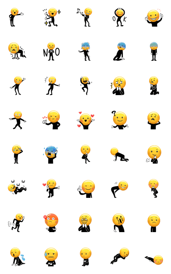 [LINE絵文字]全身で感情を表現する顔文字の画像一覧