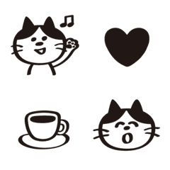 [LINE絵文字] 【モノトーン】シンプルねこ絵文字の画像