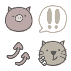 [LINE絵文字] ぶたとねこ＊くすみカラーの画像