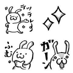[LINE絵文字] Shiroko❤︎切り絵調モノクロウサギの画像