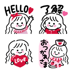 [LINE絵文字] 文字入り♡線画のシンプルgirlの画像