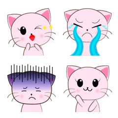 [LINE絵文字] Pink Cat Emoticon (Life).の画像