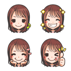 女子♡08 セミロングさん1Sバングの絵文字メイン画像