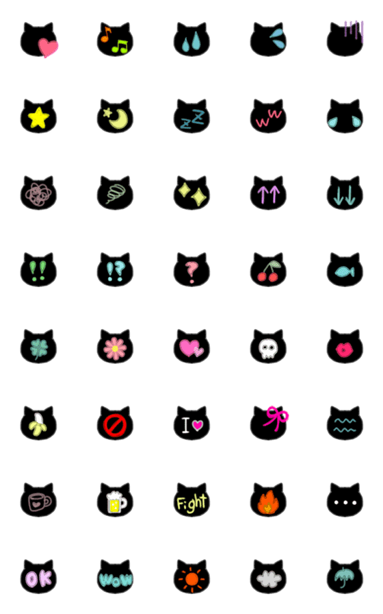 Line絵文字 猫好きの為のおしゃれ絵文字 40種類 1円