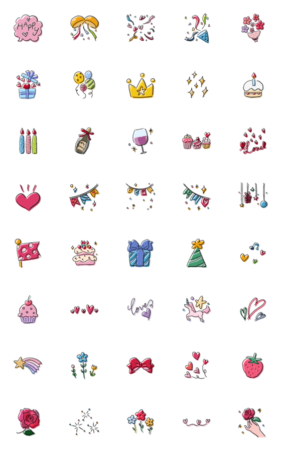 [LINE絵文字]♡おめでとう♡の画像一覧