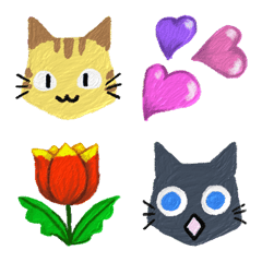 [LINE絵文字] 猫の顔絵文字 Vol.3 油絵風の画像