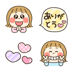 [LINE絵文字] 日常使いに♪ボブヘアの女の子の画像